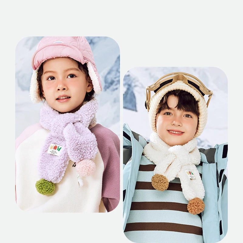 Mini Bala Skin-Friendly Scarf for Boys and Girls New in Winter Warm Cold-Protected Scarf for Babies for Outing Furry