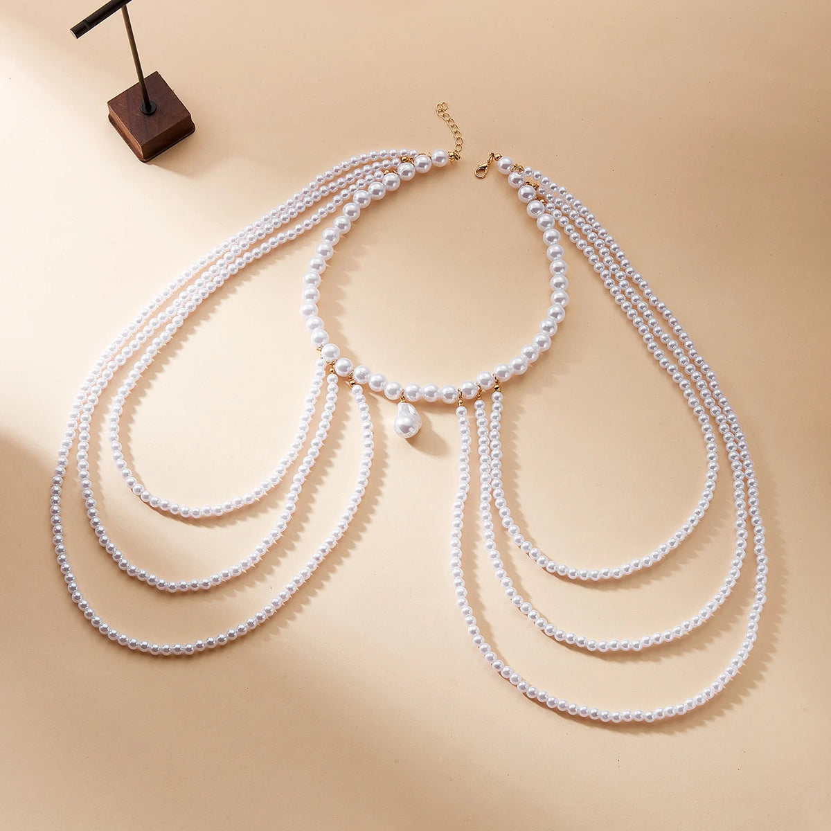 Elegant Multi-Layered Pearl Shoulder Chain Necklace for Women Luxury Wedding Dinner Body Chain Bridal Accessory