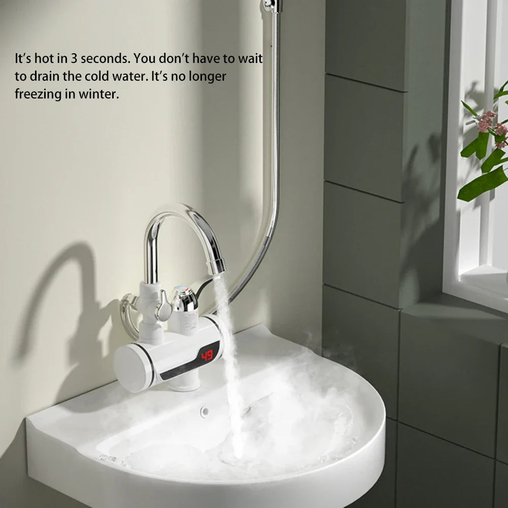 3000W Instant Electric Water Heater Shower Digital Display 220V Kitchen Bathroom Tankless Hot Water Faucet Heater