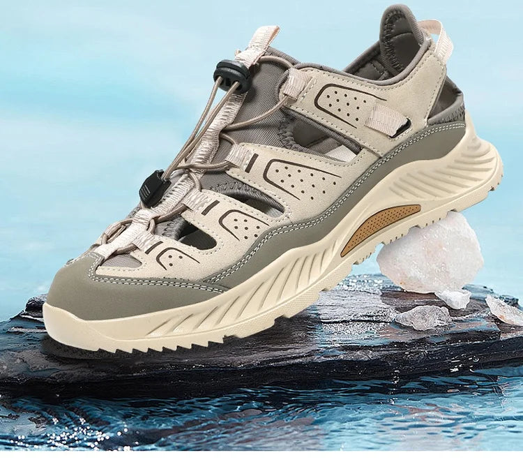 Outdoor Men's Leather Sandals Non-slip Men's Casual Sneakers Comfortable Beach Sandals Summer Men's Breathable Wading Shoes