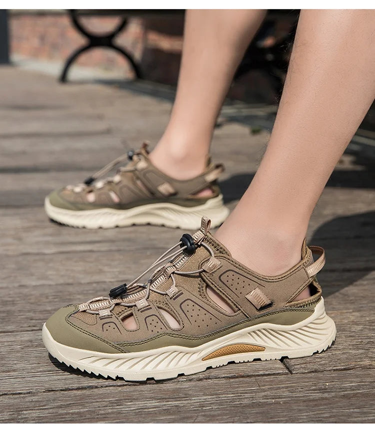 Outdoor Men's Leather Sandals Non-slip Men's Casual Sneakers Comfortable Beach Sandals Summer Men's Breathable Wading Shoes