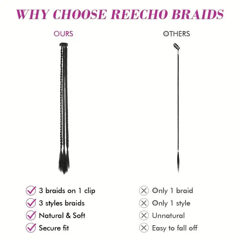 1Pairs Synthetic Wig Braids With Clip Boxing Braid Dreadlocks Clip In Hair Extension Dirty Braids Boxer Braid Hair Pieces