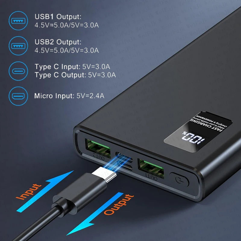 Lenovo Original 500000mAh Powerbank External Spare Battery Portable Charger For Xiaomi iPhone Super Fast Charging PowerBank
