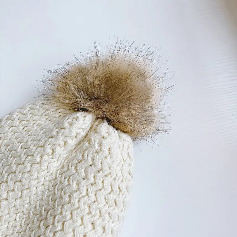 Children's Hat Scarf Set Winter Warm Autumn Winter Plush Boys and Girls' Little Bear Thick Ear Protection Baby Hairline Hat