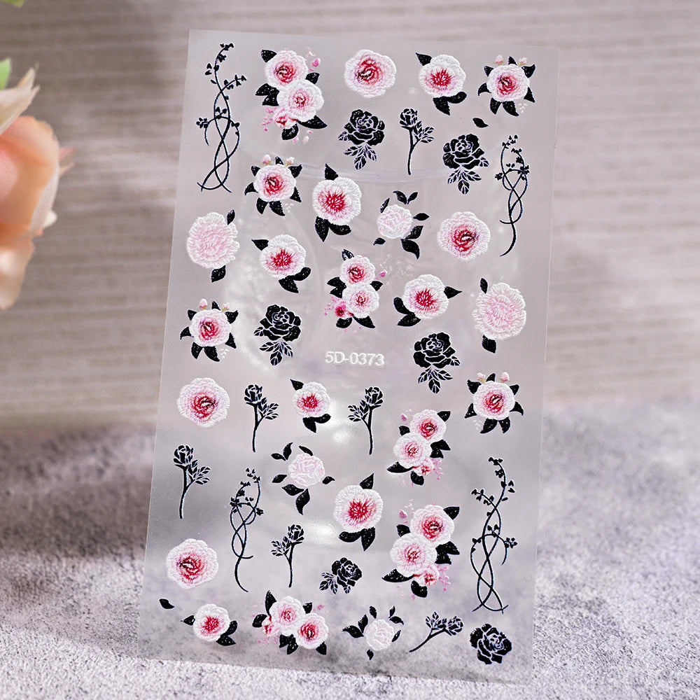 1Pc 3D Lavendar Flowers Stickers for Nails Spring Sakura Floral Leaves Self-Adhesive Sliders Decals Art Manicure for Decoration