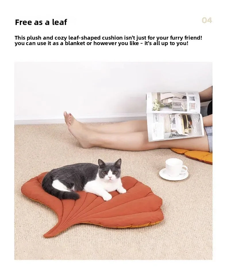 1/2PCS Leaf Shaped Cat Bed and Pet Mat Soft Washable Reversible Non-Slip Cushion for Cats and Dogs Indoor Travel Camping Pet Bed