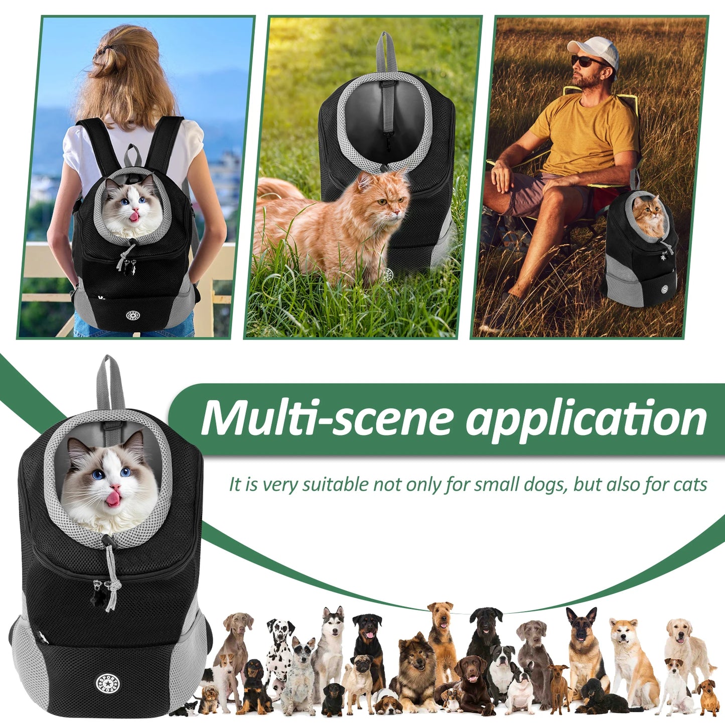 Pet Cat Carrier Backpack Breathable Oxford Cloth Portable Travel Puppy Dog Transport High-capacity Improve Air Circulation