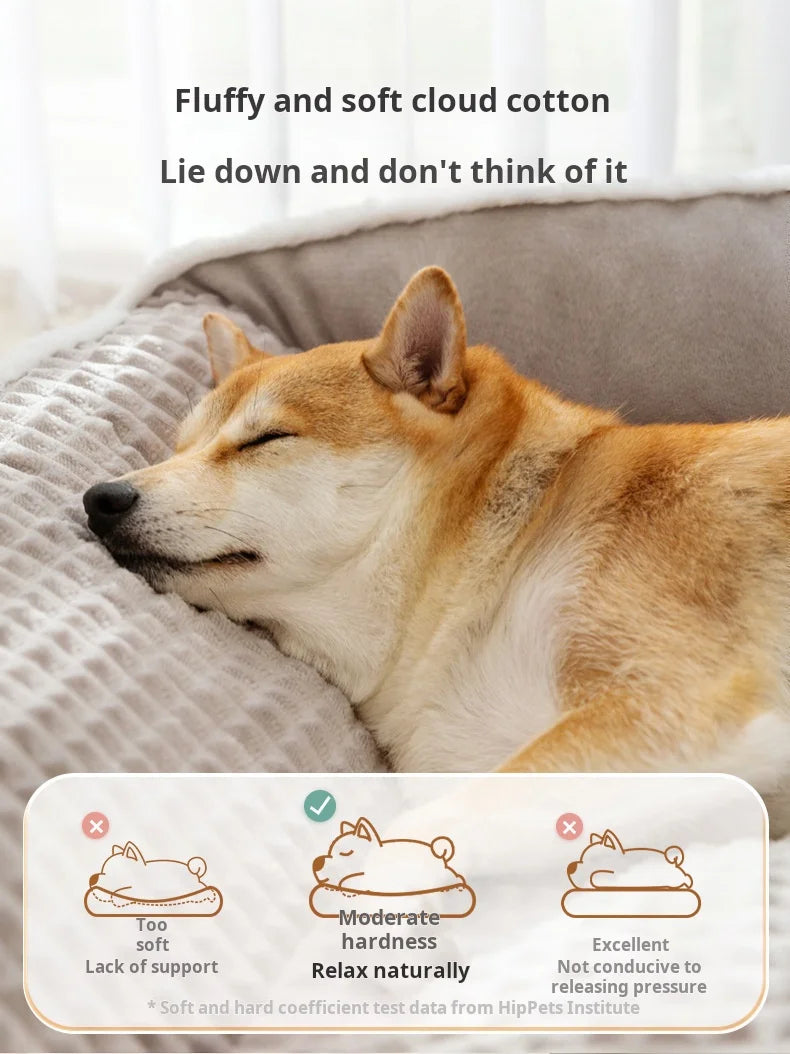 Winter Warm Pet Bed Velvet Handmade Plush Dog Sofa Orthopedic Non-slip Bottom Washable Memory Foam Dog Bed for Large Dogs