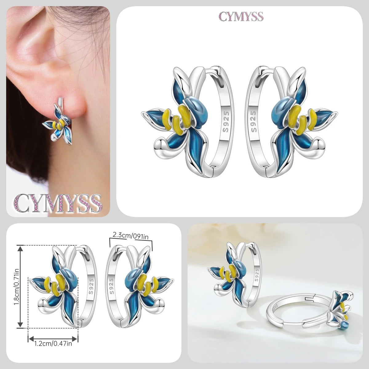 925 Sterling Silver Needle Iris Flower Hoop Earrings for Women Original Elegant Versatile Jewelry Birthday Party Fine Gift 2026