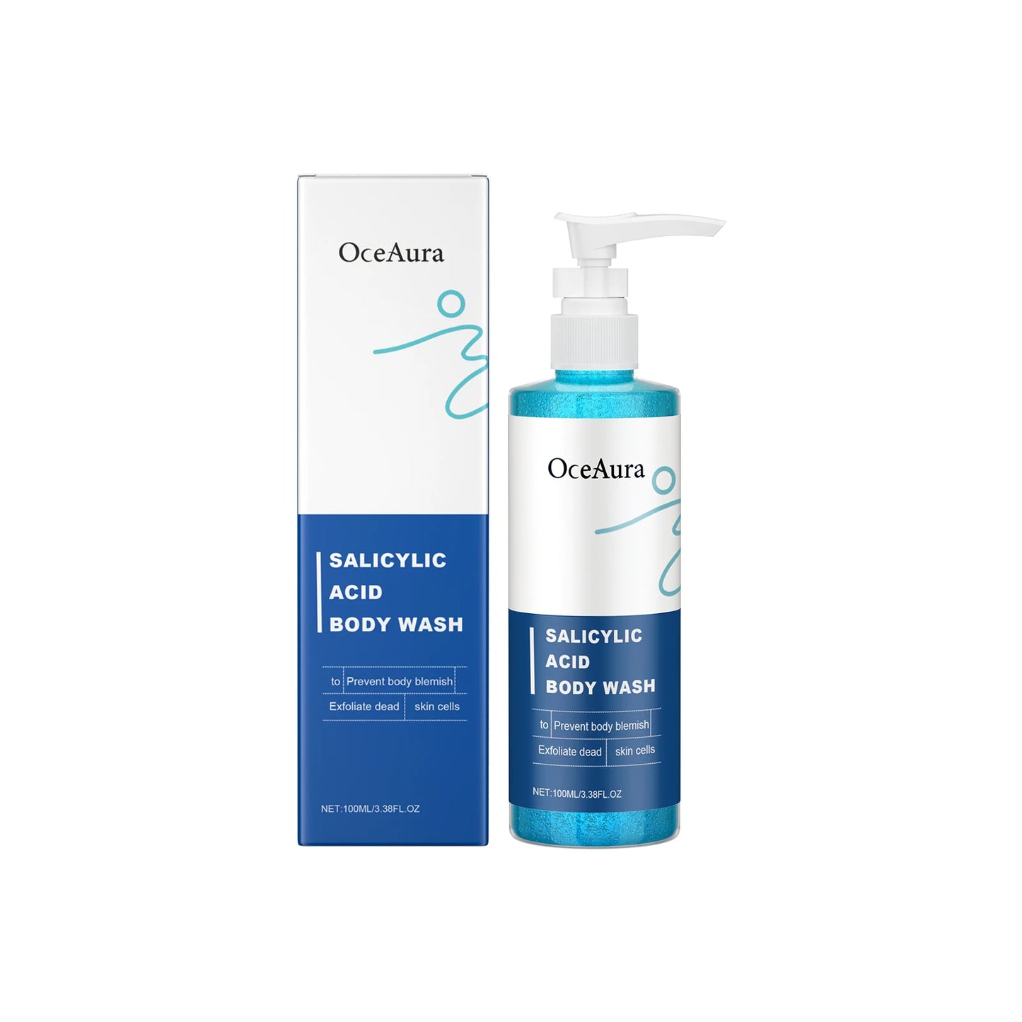 OceAura Shower Gel Deep Cleaning Back Acne Treatment Smooth Skin Elasticity Increased Salicylic Acid Exfoliating Body Wash 100ml