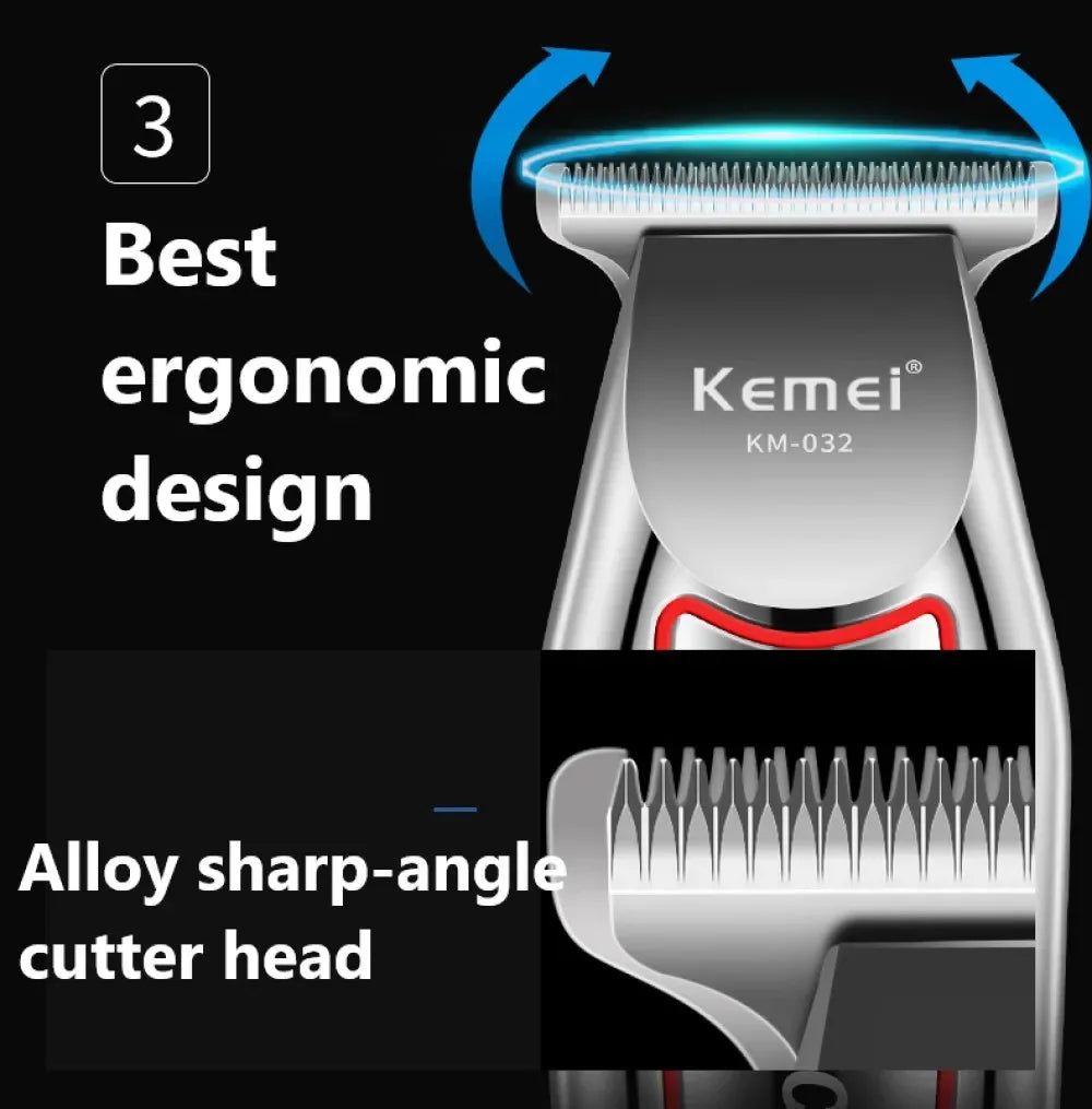 Kemei KM-034 KM-032 Professional Hair Trimmer Men's Electric Beard Trimmer LCD Display Hair Clipper Haircut Set
