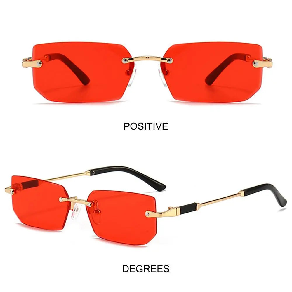 Retro Rimless Sunglasses for Women Men Trendy Frameless Rectangle Sun Glasses Retro Shades Fashion Summer Travel UV400 Eyewear