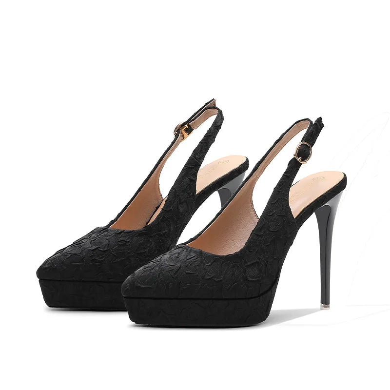 Sexy Mary Jane Heels Women OL High Heels Black Nude Pumps Women Shoes High Heel 12cm Pointed Toe Platform Heels Womens Shoes