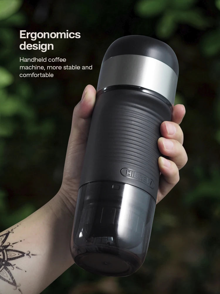 HiBREW Portable Coffee Machine Expresso Coffee Maker Fit Nexpresso Capsule Coffee Powder for Car Camping & Home Heat Water H4A