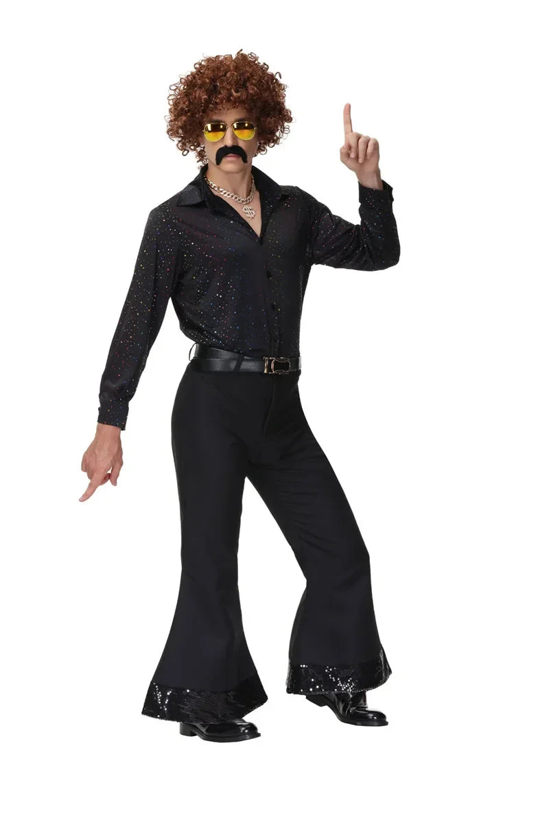 Halloween 70's Disco Couple CostumeCosplay Costumes Vintage 80's Hippies Costume Men Women Music Festival Party Outfits