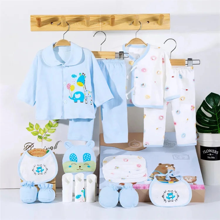 18piece/lot Newborn Baby Clothes For Girls Boys Sets New born Hat Bib 100% Cotton Infant Spring Autumn Soft Boy Clothing