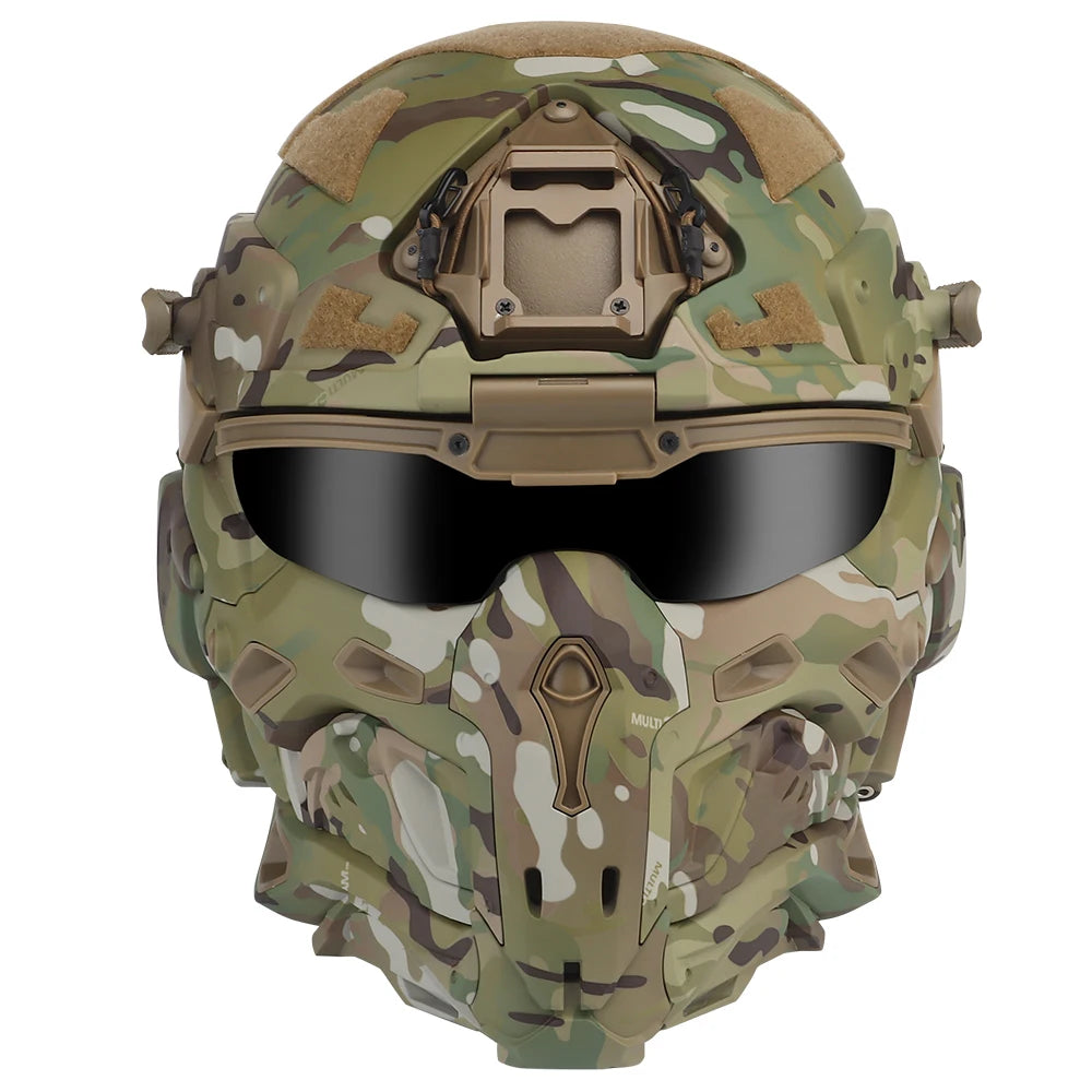 Militar Helmet FAST Helmet Built-in Communication Headset Anti-fog Fan W-Ronin Assault Helmet Detachable Mask Replacement Lens