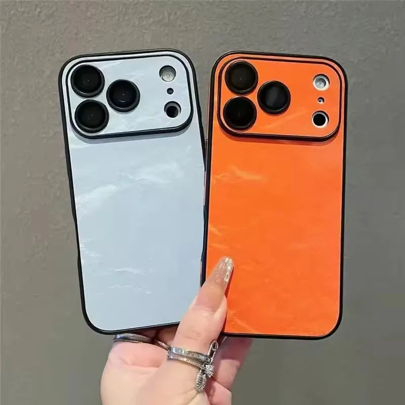 Velvet Snow Mountain Pattern Phone Case For iPhone 17 15 14 16 12 11 13 Pro Max Plus Air Luxury Leather Cover Phone Accessories