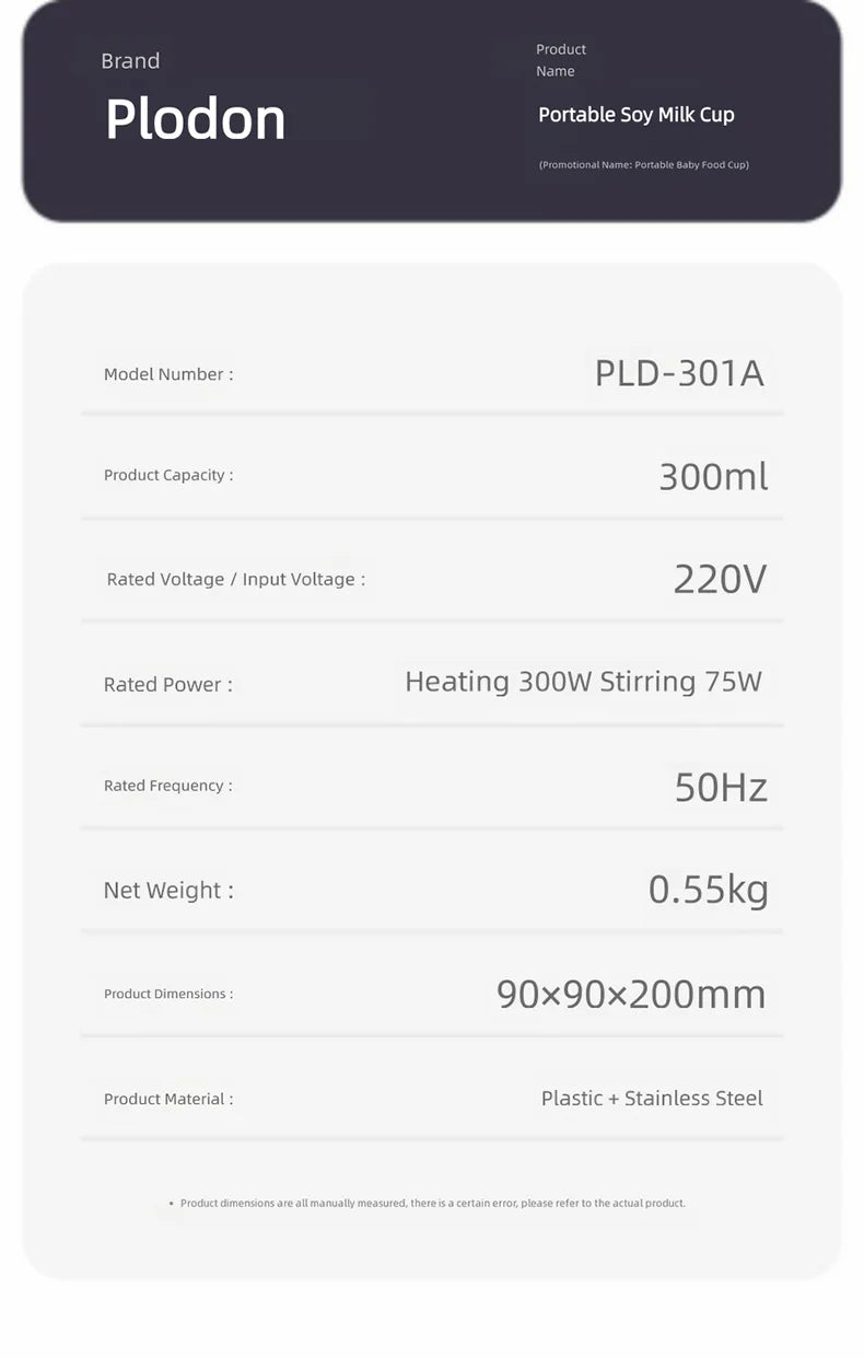 300ml Mini Soy Milk Maker Electric Juicer Blender Breakfast Machine Mixer Wall Breaking Machine Soybean Milk Maker Household