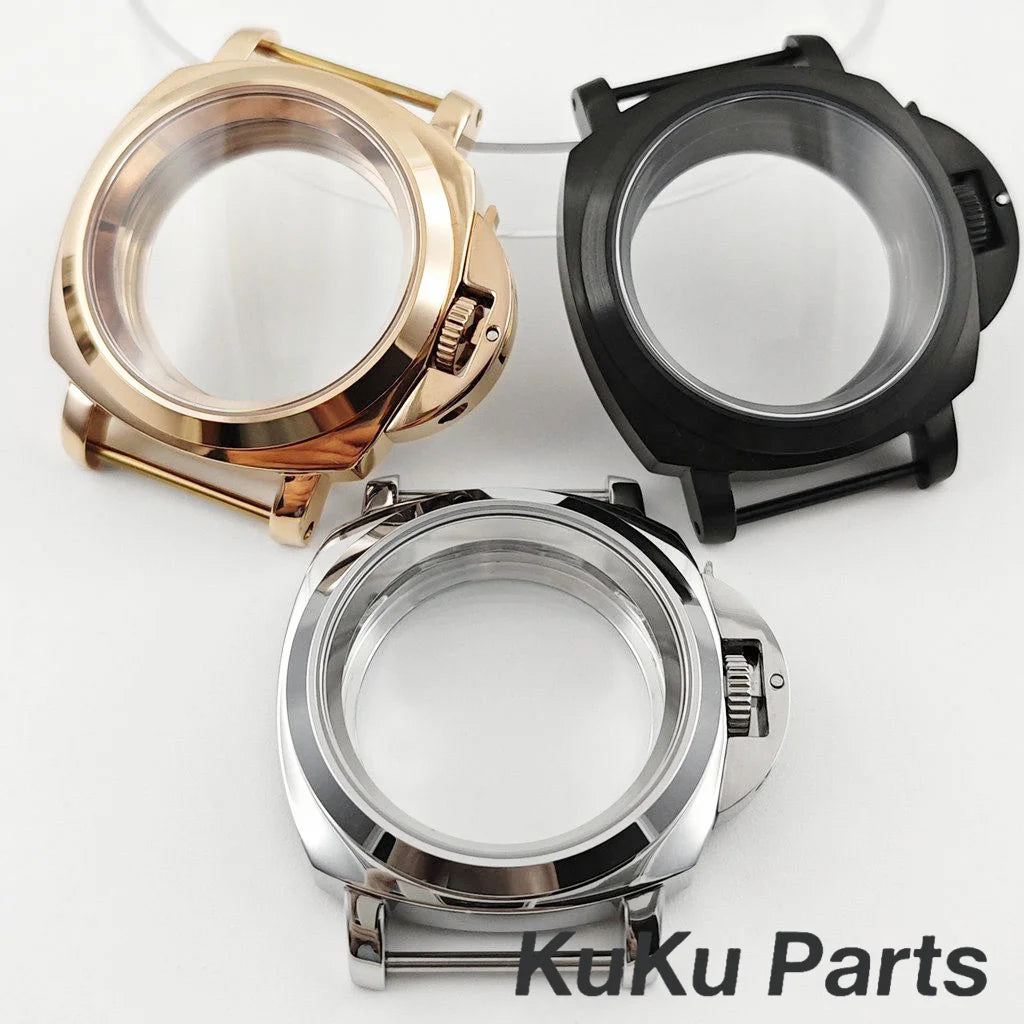 Polished/Brushed NH35 40mm Silver Sapphire Glass Watch Case With Handle Case for NH34 NH35 NH36 4R35 Movement 28.5mm Dial Watch