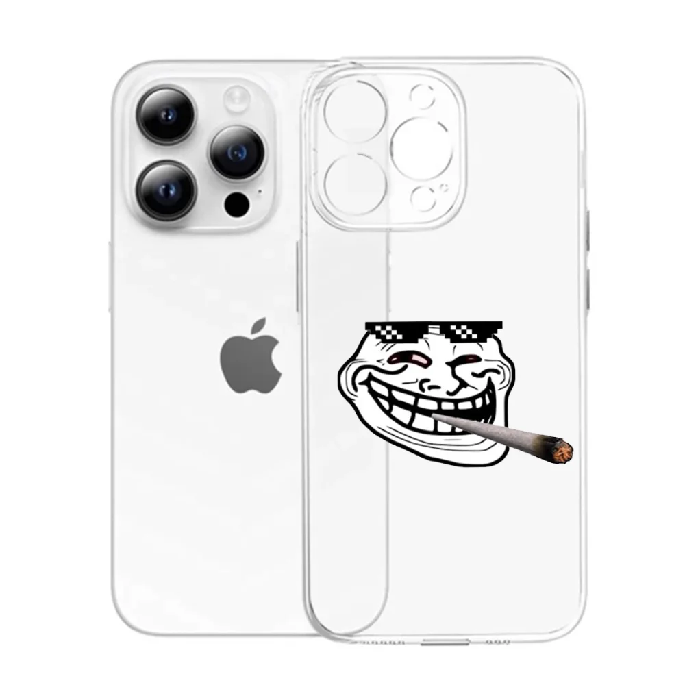 Funny T-Trollfaces Comics Memes Phone Case For iPhone 17 Air 16 e 15 14 13 12 11 Pro Max Plus Transparent Silicone Soft Cover