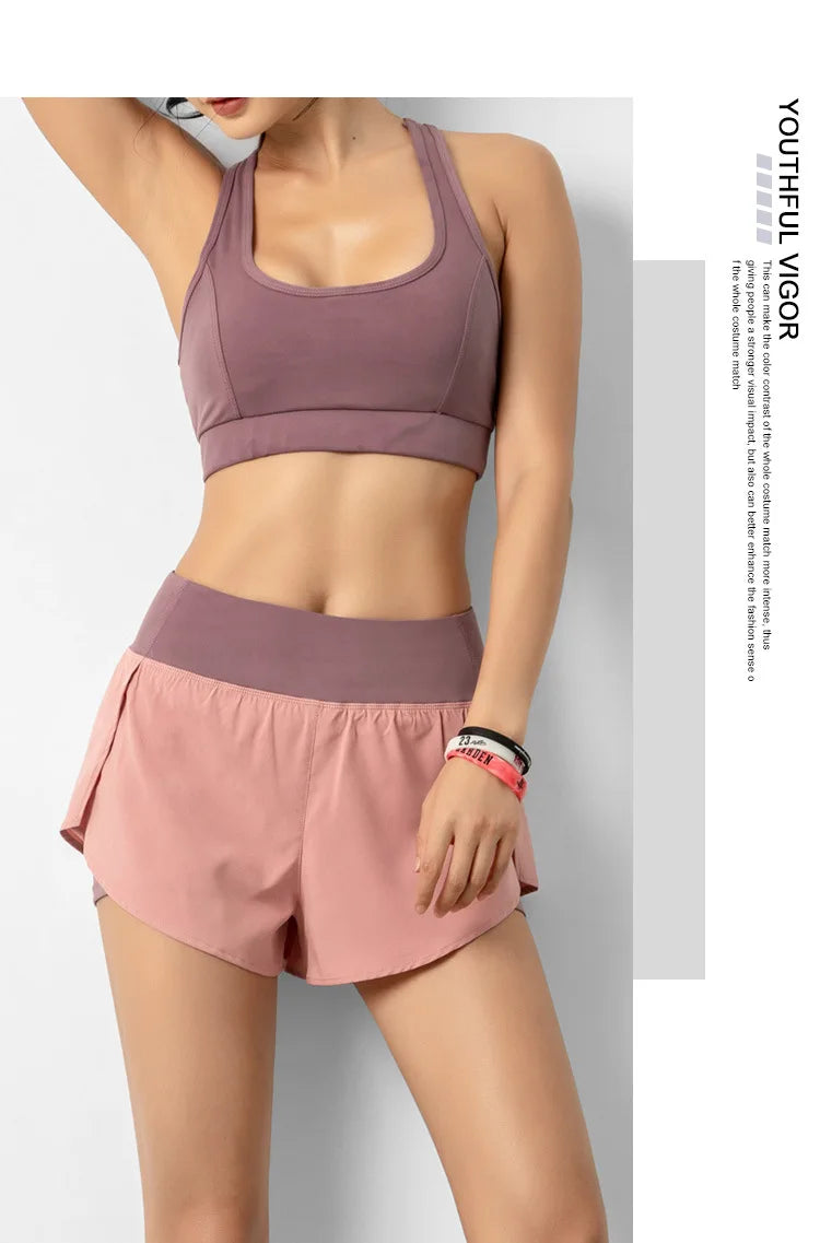 Hot New Sport Shorts Women Sportswear Double-deck Running Shorts Yoga Bottoms Summer Gym Fitness Training Jogging Short Pants