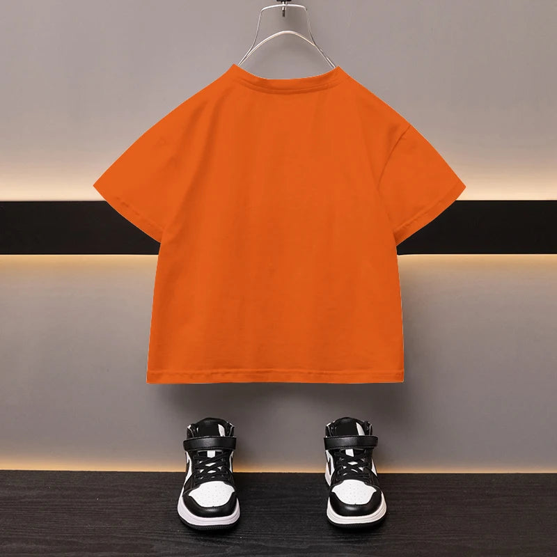 Boys Cotton T-shirt Cartoon Graffiti Bear Printed Girls Tees Summer Short Sleeve Children Tops High Quality Casual Kids Clothes