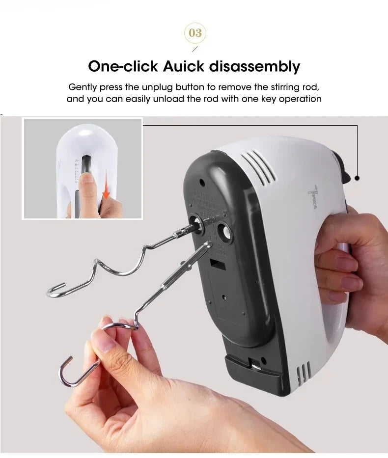 7-Speed Electric Hand Mixer Automatic Blender for Cream, Egg, Cake, Dough - Versatile Kitchen Mixing Appliance Tool