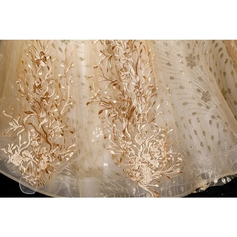 High Quality Women's Luxury Wedding Dress Dress Fashion One Collar Long Puff Skirt European and American Women's Wear 2026