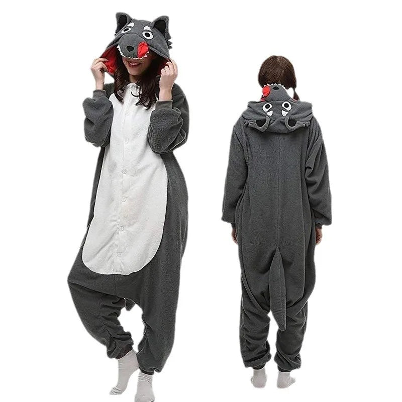 Adult Kids Wolf  Costume Animal Halloween Christmas Party Cosplay Costumes Onesie Child Role Play Jumpsuit Kigurumi Bodysuit