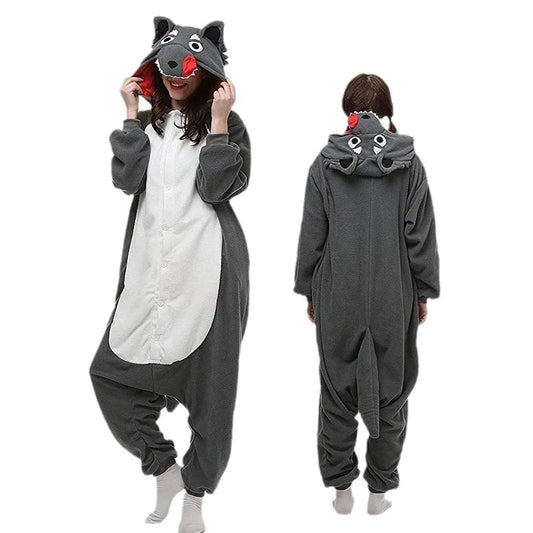 Adult Kids Wolf  Costume Animal Halloween Christmas Party Cosplay Costumes Onesie Child Role Play Jumpsuit Kigurumi Bodysuit
