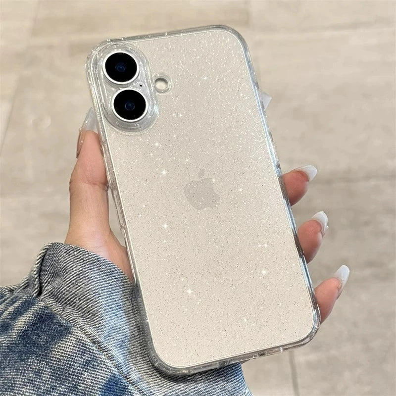 Luxury Soft Silicone Glitter Transparent Phone Case For iPhone  17 Pro Max 11 12 13 14 15 16 Pro Max Air Plus Clear Bumper Cover
