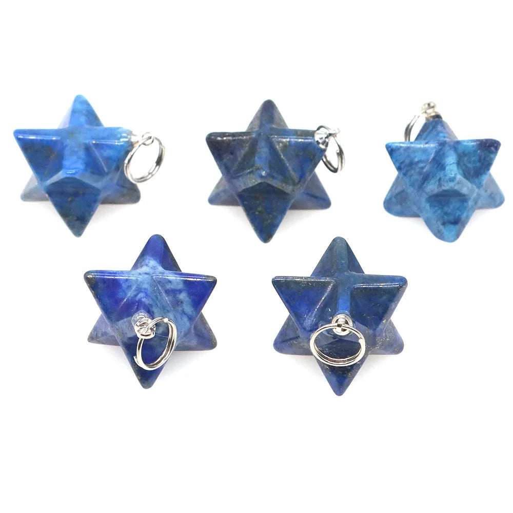 13mm Merkaba Star Pendant Natural Hexagram Stone Necklace Reiki Healing Crystal Wiccan Energy Gemston For DIY Jewelry Home Decor