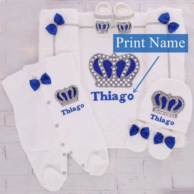 5pcs Newborn Baby Boy Outfits Kids Clothing Real Cotton Infant0 Products Shirt Pants Mittens Receiving Blanket