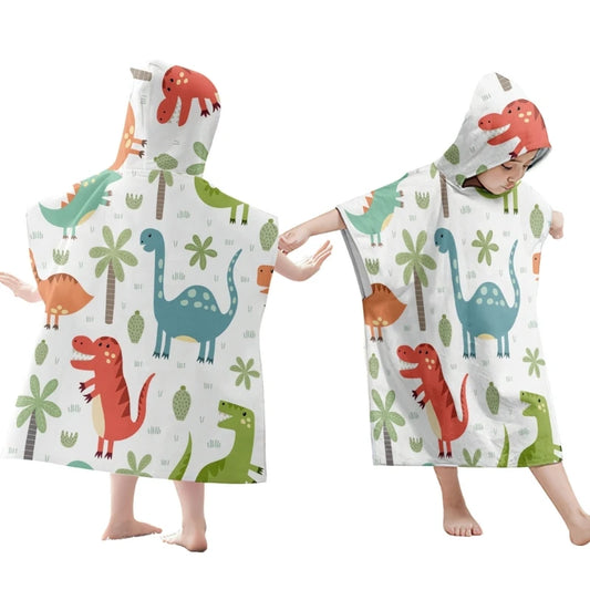 Toddler Kids Beach Towel Cotton Bathrobe Baby Boys Girls Dinosaur Animal Hooded Bathing Towel 60x60cm Children Dinosaur Blanket