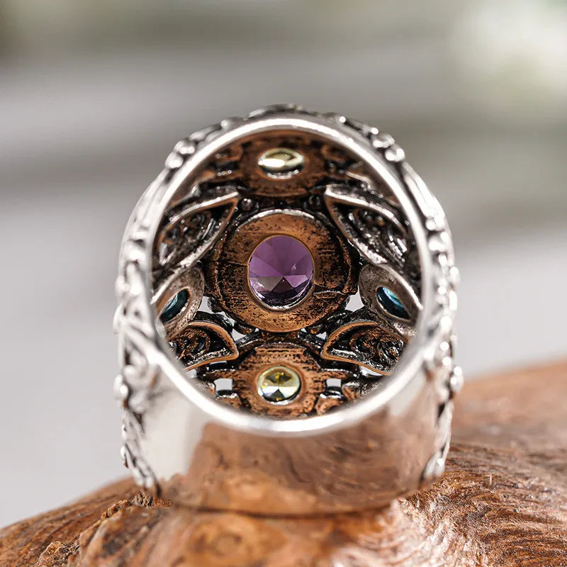 925 Sterling Silver Flower Design Ring for Women Charming Brilliant Finger Accessory Exquisite Vintage Chic Jewelry