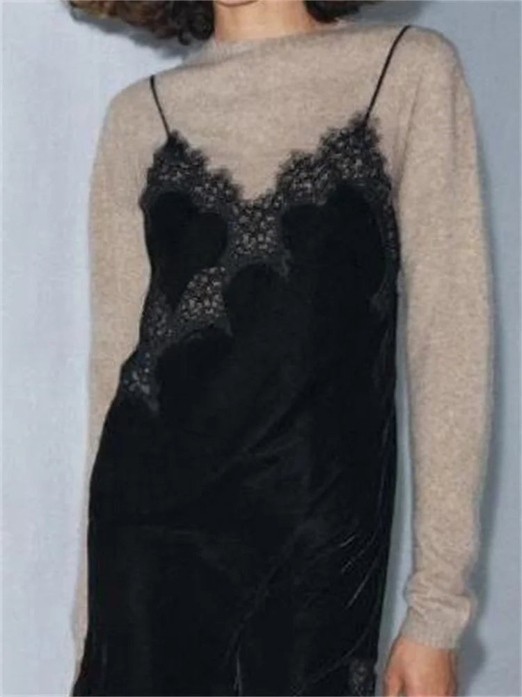 Women Satin Sexy Velvet Lace Spliced Short Sling Dress Sleeveless Backless Asymmetric Sexy Party Dresses Summer Lady Dress ﻿