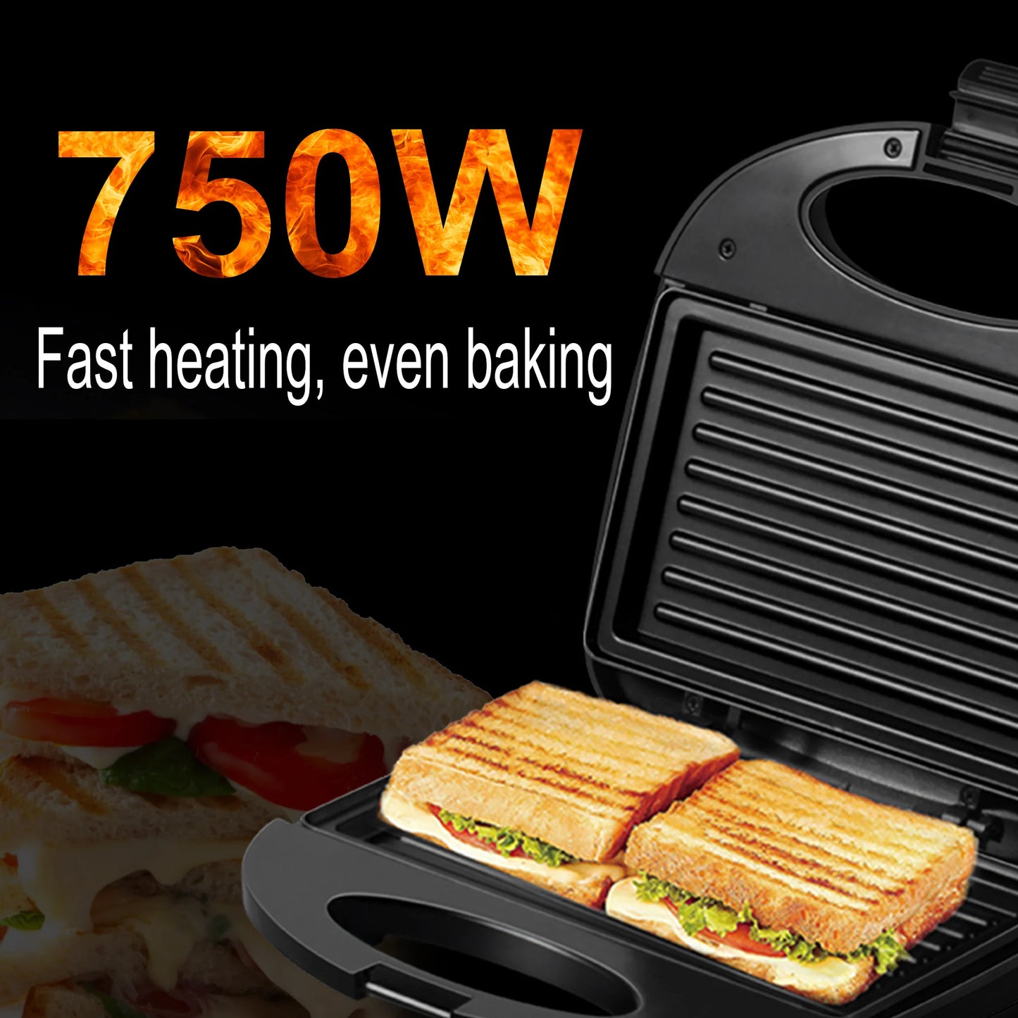 Electric Waffle Maker Panini 750W Sandwich Maker Cooking Kitchen Appliances Breakfast Waffles Machine Non-stick Iron Pan Sonifer