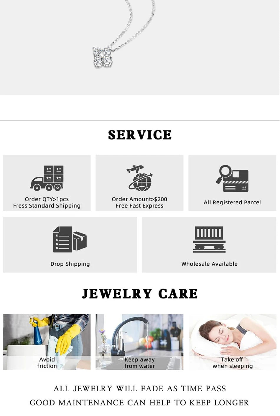 PERFANY All Moissanite Necklace for Women S925 Pure Silver Classic Clover Laboratory Diamond Pendant Fashion Jewelry