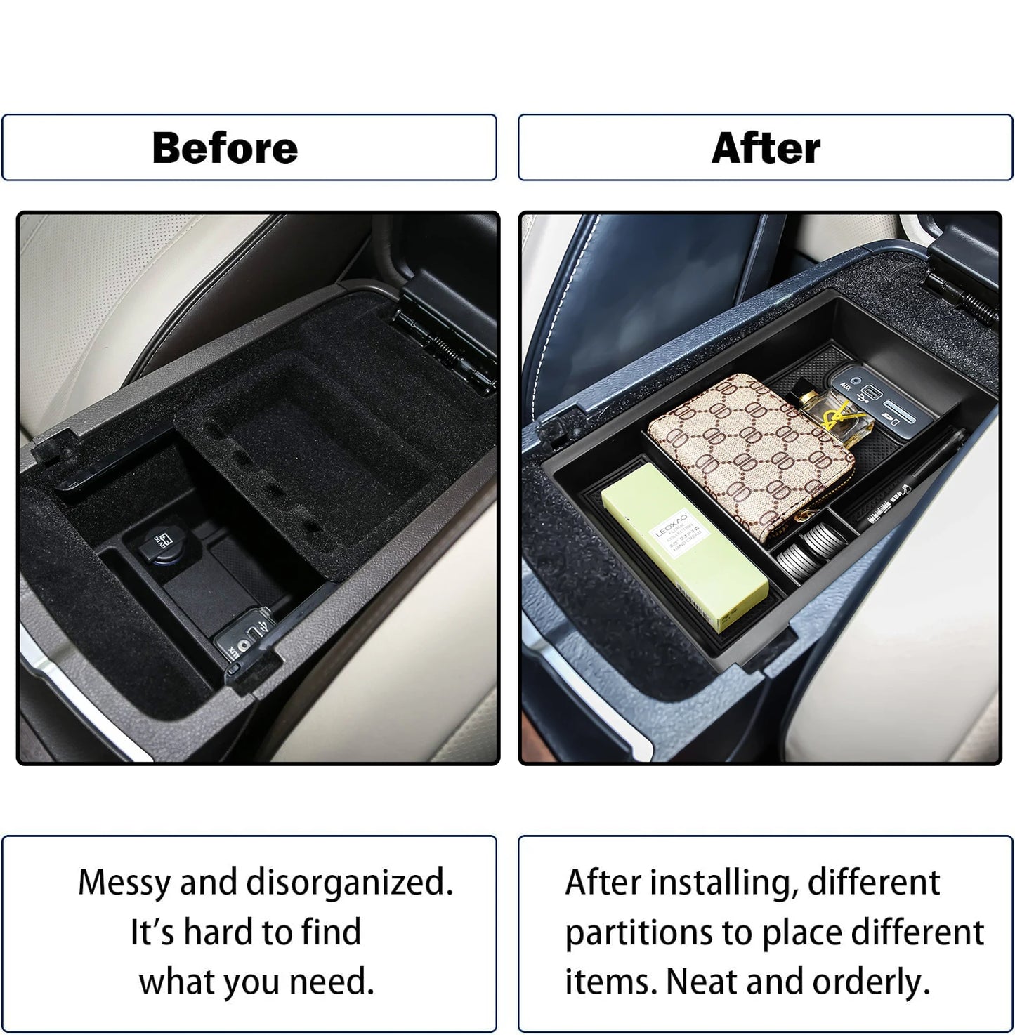 For Dodge Charger/Chrysler 300C 2011-2023 Armrest Storage Box Car Accessories Center Console Organizer Tray ABS Car Storage Box