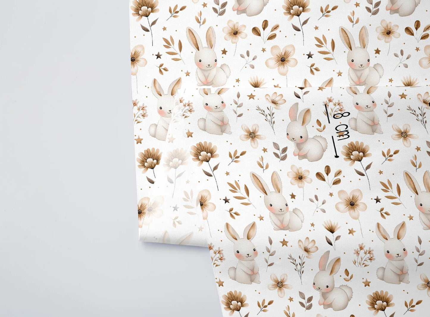 160*50cm Cute Rabbit Flower Printed Cotton Fabric,DIY Patchwork Cloth,Handmade Material,Sewing Craft,Quilting Baby Dress,Tecido