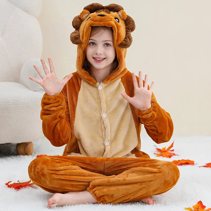 Kids Animal Capybara Kigurumi Costume Cosplay Cartoon Jumpsuit for Children Halloween Christmas Girls Boys Hooded Pajamas Onesie