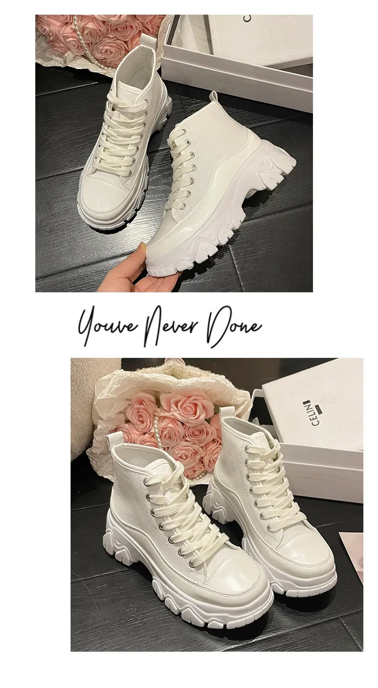 New Women Run Star Sneakers High Top Platform Women Sports Shoes White Black Casual Fashion Canvas Shoes Vulcanized Shoes Feme