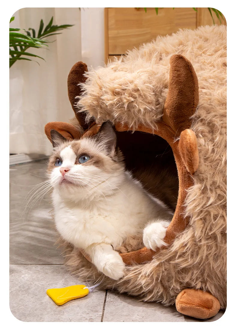 New cat bed yak-shaped bed winter-warm semi-enclosed cat house dog all-season cat pet beds