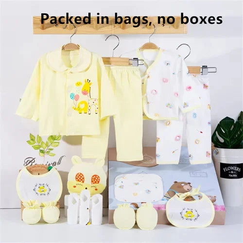 18piece/lot Newborn Baby Clothes For Girls Boys Sets New born Hat Bib 100% Cotton Infant Spring Autumn Soft Boy Clothing