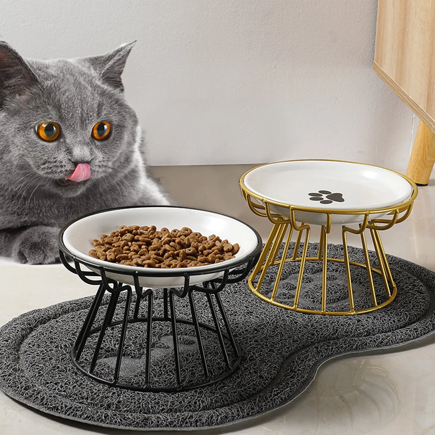 1pcs Ceramic Cat Food Bowl Wide  Safe Pets Water Food Bowls Non Slip Shallow Dish for Kitten Puppy Food Water Feeding