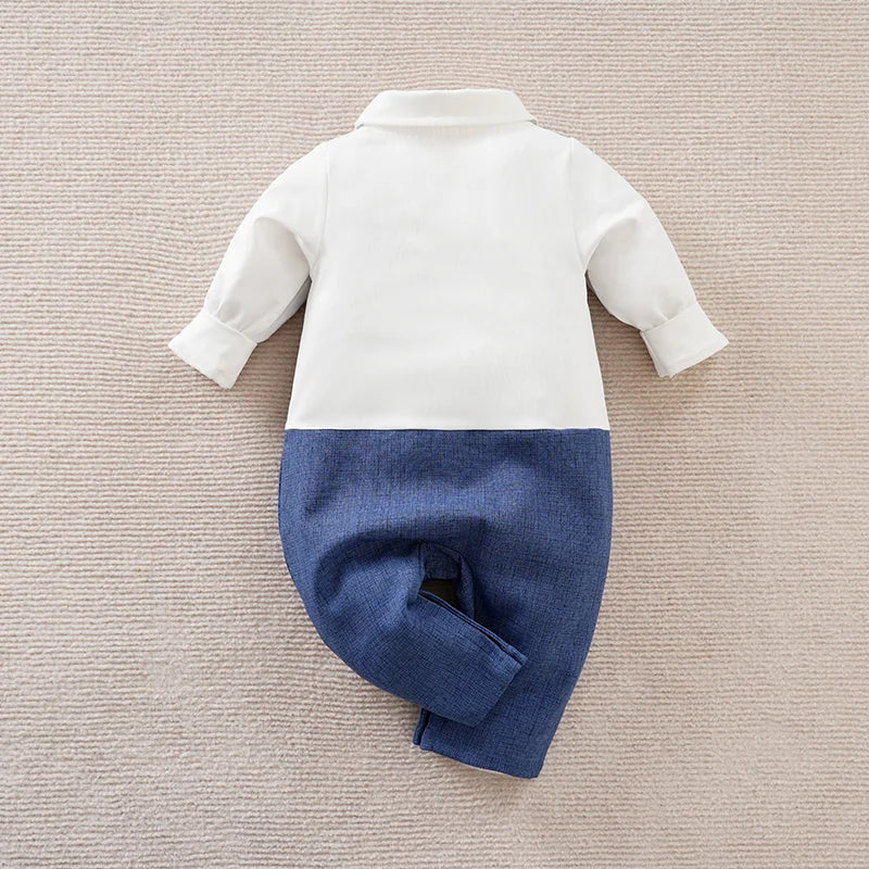 Spring And Autumn Boys And Girls Gentleman Style Handsome Party Dress Comfortable Baby Bodysuit