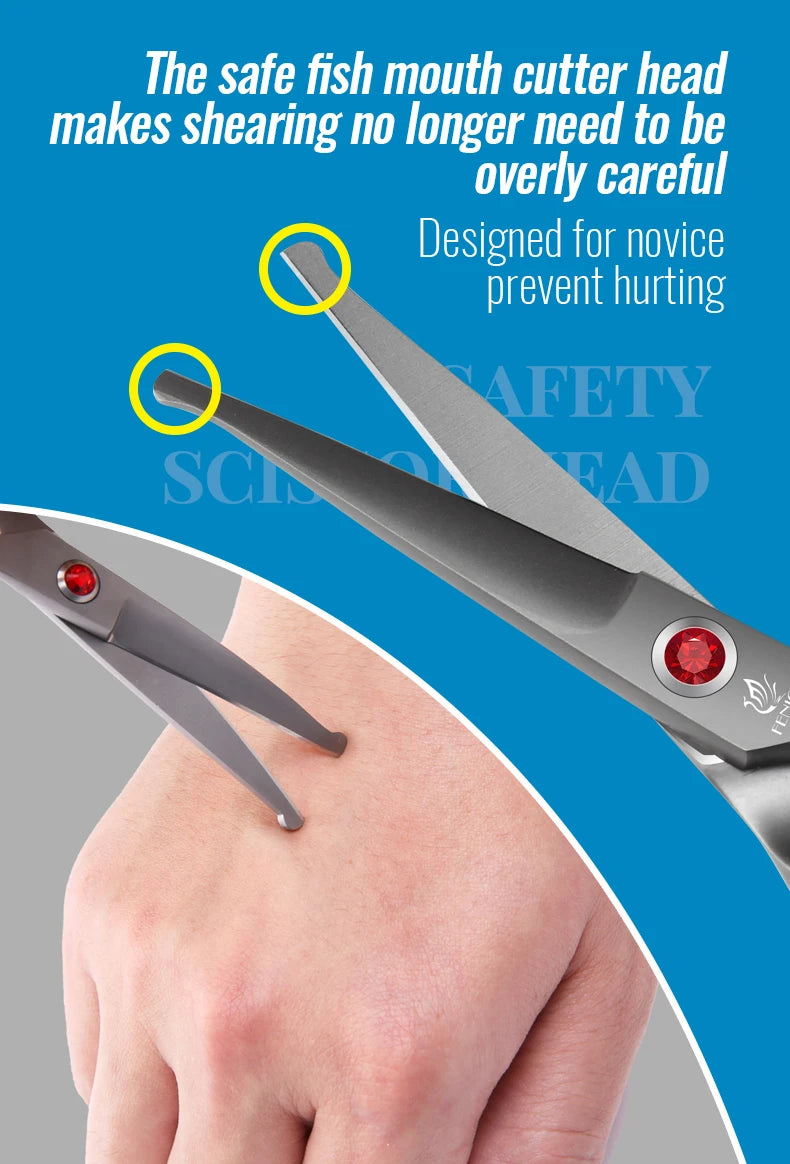 Fenice 4.5 Safety Round Tip Pet Dog Cat Grooming Cutting Scissors Dogs Hair Cutting Shear for Eyes/Face/Foot/Nose