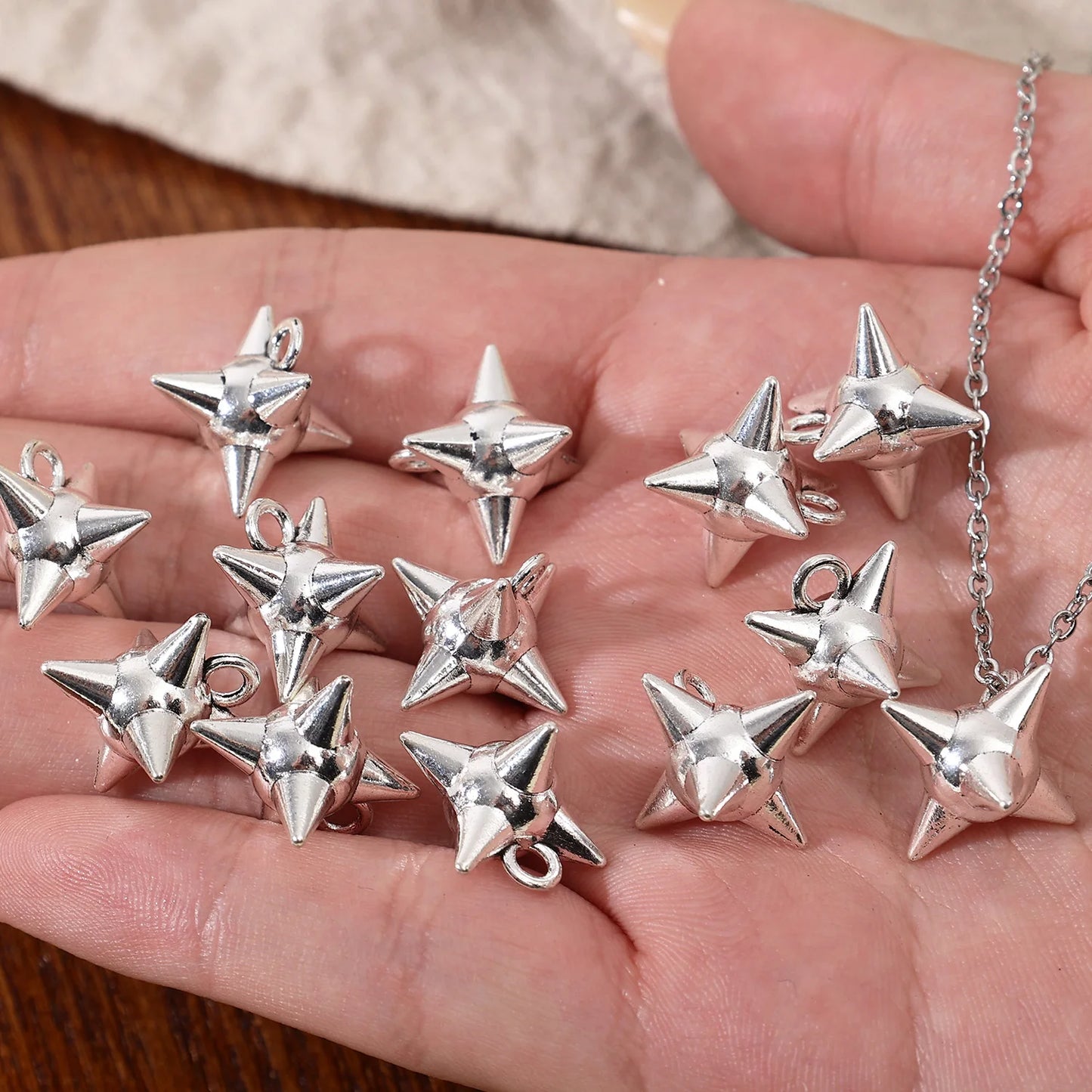 Punk Rock Aesthetic Spike Morning Star Rivet Dangle Charms Jewelry Making Gothic Spiky Ball Pendant Charms DIY Jewelry Findings