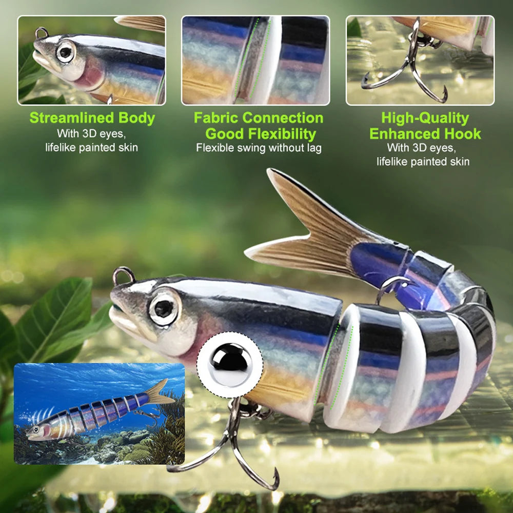 Fishing Lure Multi-Joint Fish Fishing Kit Slow Sinking Realistic Hard Lure Swimbait Freshwater and Saltwater for Bass Trout Lure